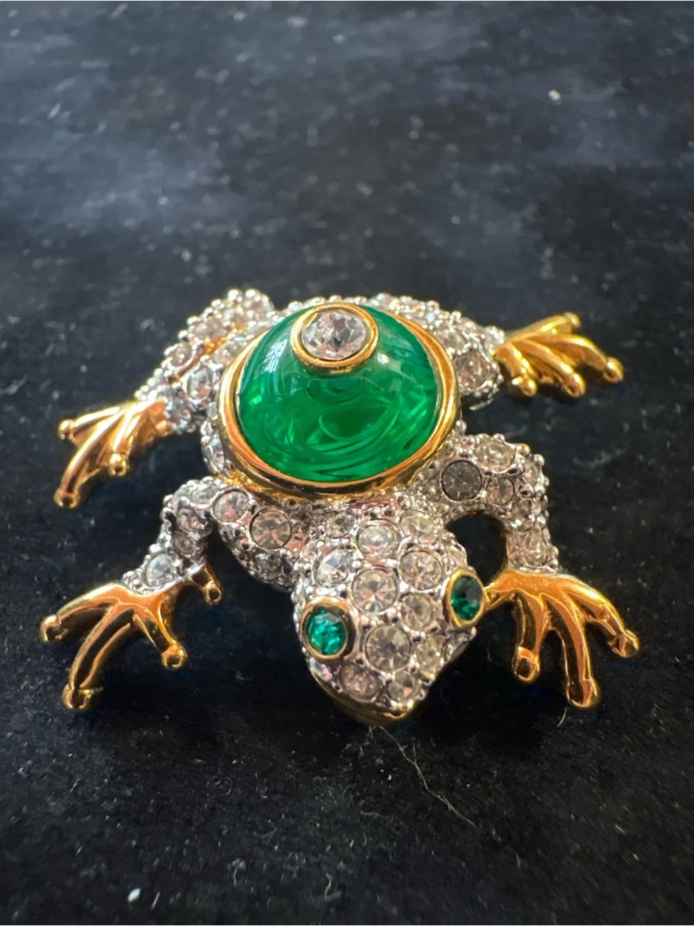 SIGNED SWAROVSKI PAVE/ CRYSTAL FROG PIN ~BROOCH RETIRED RARE